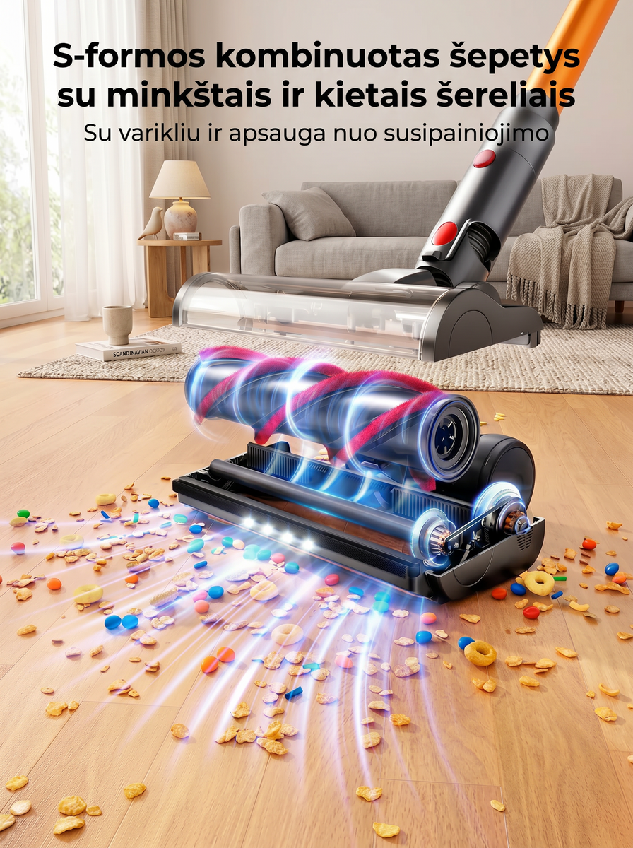 Daxler Ultra X7 — S-formos kombinuotas šepetys su minkštais ir kietais šeriais